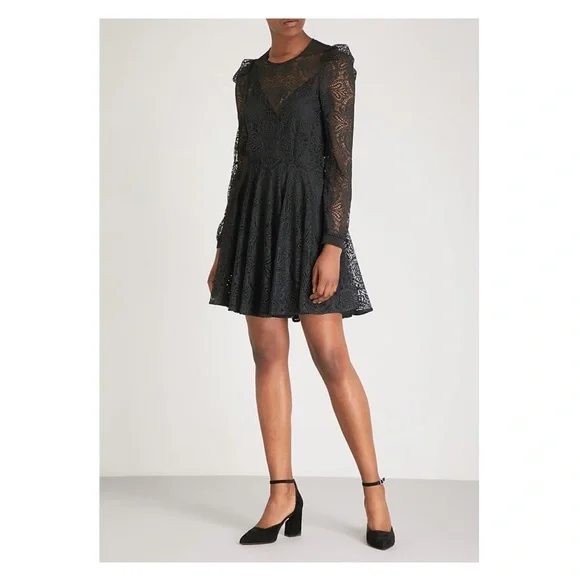 New! MAJE Rizone Black Lace Mini Dress - Picture 2 of 8
